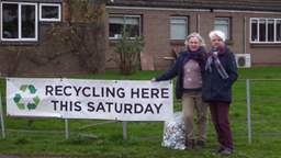 Ewyas Harold recycling Saturday banner with supporters