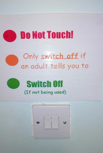 Switch off if not in use colour dots