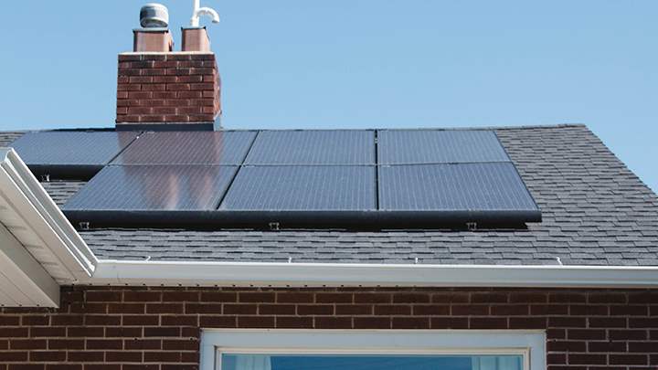 Solar panels on the roof of a house