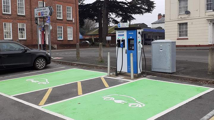 Electric vehicle charging point at St. Martins Street car park, Hereford 