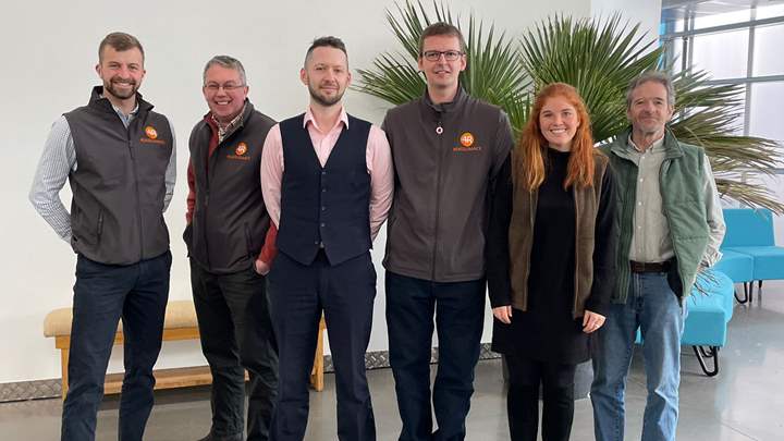 Pictured left to right are: Mark Stacey (4R Group), Jonathan Lloyd (4R Reassurance), Richard Vaughan (Sustainability & Climate Change Manager, Herefordshire Council), Nigel Box (4R Reassurance), Ali Parker (Herefordshire NFU), Steve Klenk (Chair, of Farm Herefordshire and Chair of Climate and Nature Board's  farming sub-group)